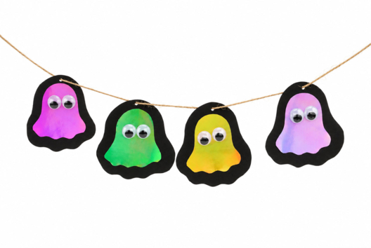 Pequeños fantasmas arcoíris - Manualidades para Halloween - 10doigts.fr - 2