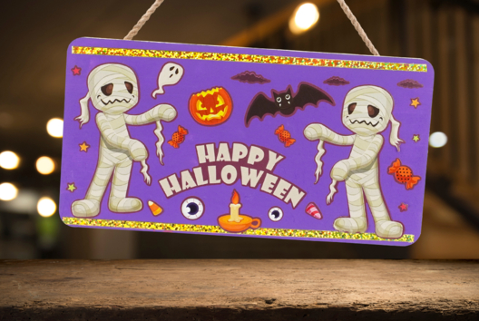 plaque de puerta halloween niños - Actividades manuales Halloween - 10doigts.fr