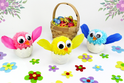 Pom-pom Chick in Its Shell - 3 - DIY Easter Crafts - 10doigts.com - DIY Easter Crafts - 10doigts.fr - 2