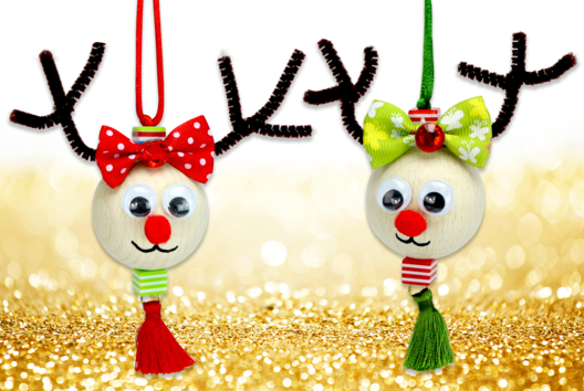 Christmas Reindeer Hanging Decoration with a Large Wooden Bead - 1 - Animal Crafts: Our Creative Ideas for Children - 10doigts.com - Animal Crafts: Our Creative Ideas for Children - 10doigts.fr