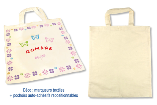 Bolsa de compras de algodón blanca - Manualidades día de la madre - 10doigts.fr - 2