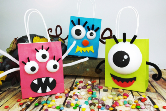 bolsas de caramelos Halloween monstruos - Actividades manuales Halloween - 10doigts.fr