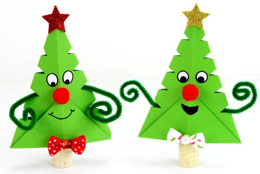 árbol de navidad de papel fácil actividad niño - Actividades manuales de collage y plegado para todas las edades - 10doigts.fr
