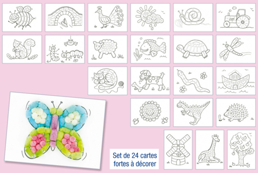 Set de 24 cartas fuertes - Actividades manuales con copos de maíz: nuestros tutoriales para los más jóvenes - 10doigts.fr - 2