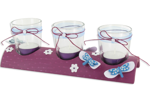 Set de 3 frascos de vidrio con soporte de madera semicircular - Actividades manuales Deco casa DIY - 10doigts.fr