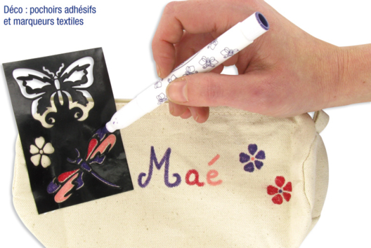 Natural cotton pouch with zip closure: decorative idea - Craft Activities for Sewing and Knitting - 10doigts.fr - 2