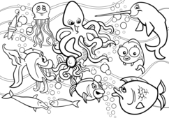 Sea animals1 - Coloriages - 10doigts.fr