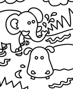 Elephant and hippopotamus 01 - 10doigts.fr