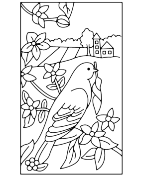 Flores y pájaro 01 - 10doigts.fr