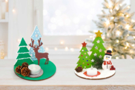 Set of 2 Candle Holders with Christmas Scene - 1 - Wood Candle Holders - 10doigts.com - Wood Candle Holders - 10doigts.fr