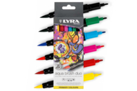 Aqua Brush Duo Lyra, 6 Primary Colours - Brush markers: precision and flexibility for drawing - 10doigts.fr