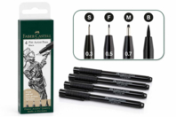 Pitt Artist Pens Black, Faber-Castell - 4 pieces - Calibrated fineliners for precise drawing - 10doigts.fr