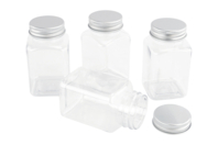 Square Plastic Jars with Lid - 4 pcs - 1 - Transparent Plastic - 10doigts.com - Transparent Plastic - 10doigts.fr