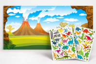 Jurassic mural with dinosaur stickers

Create a Jurassic-themed mural using dinosaur stickers. This craft lets your kids decorate a large scene with colourful dinosaur shapes. They can stick the dinos - Story Stickers and Decorations - 10doigts.fr
