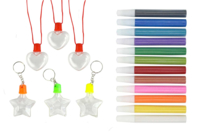 Kit 6 joyas para rellenar + 12 tubos de arena - Llaveros - 10doigts.fr