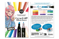 Rotuladores de alcohol Graph’it "Manga" - 12 colores - Rotuladores con base de alcohol - 10doigts.fr