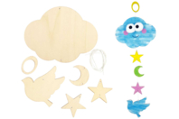 Móvil nube cielo para montar en madera - Suspensiones decorativas de madera - 10doigts.fr