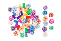 Fancy Flower Beads - 60 pcs - 1 - Polymer Clay Beads - 10doigts.com - Polymer Clay Beads - 10doigts.fr