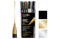 Estuche de 4 marcadores POSCA de punta fina (0,7 a 1 mm): oro, plata, negro, blanco - Marcadores POSCA - 10doigts.fr