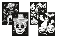 PROMO : Coloridos de terciopelo de Halloween (calabazas + Esqueletos) - Kits creativos de Halloween - 10doigts.fr
