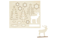 Escenita de Navidad en madera para montar - bosque y ciervo - Deco en madera cruda - 10doigts.fr