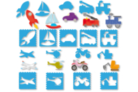 Set de 9 plantillas + 9 plantillas : VEHÍCULOS - Plantillas Transporte y Oficios - 10doigts.fr