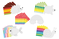 5 kits (6 caracoles + 6 erizos + 6 tortugas + 6 peces + 6 arcoíris) + 30 planchas de gommettes adaptadas - Kits creativos gomets - 10doigts.fr