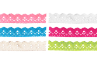Adhesive Lace Ribbons, 6 Rolls of 1 m - assorted colors - Ribbons and Bows - 10doigts.fr