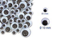 Black moving eyes: Ø 5 mm (x 20) and 1 cm (x 20) - 40 eyes - Googly Eyes - 10doigts.fr