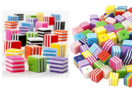 Bayadère Cube Beads - Approximately 130 beads - 3 - Acrylic Beads - 10doigts.com - Acrylic Beads – 10doigts.fr