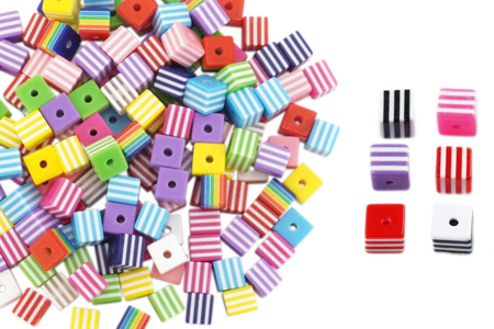 Bayadère Cube Beads - Approximately 130 beads - 2 - Acrylic Beads - 10doigts.com - Acrylic Beads – 10doigts.fr