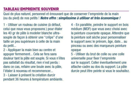 Cuadro huella recuerdo de una mano o de un pie de niño - Actividades manuales menores de 3 años – 10doigts.fr