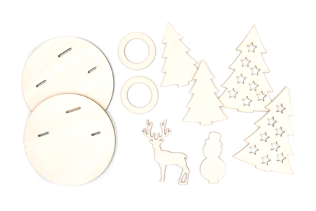 Set of 2 Candle Holders with Christmas Scene - 4 - Wood Candle Holders - 10doigts.com - Wood Candle Holders – 10doigts.fr