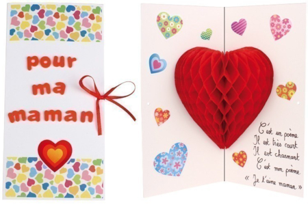 Tarjeta Pop Up Corazón 3D - Manualidades día de la madre – 10doigts.fr