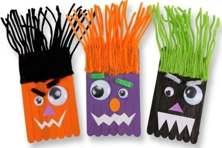 Funny Monsters on Sticks - 2 - Halloween Crafts - 10doigts.com - Halloween Crafts – 10doigts.fr