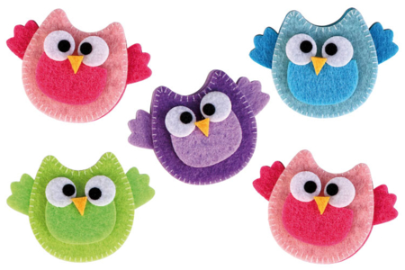 Adhesive Felt Owls - 5 pcs - 1 - Felt Stickers - 10doigts.com - Felt Stickers – 10doigts.fr