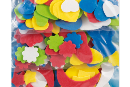 Set of 150 assorted soft rubber shapes: hearts, moons, stars, flowers, and butterflies - 0 - 10doigts.com - 10doigts.fr