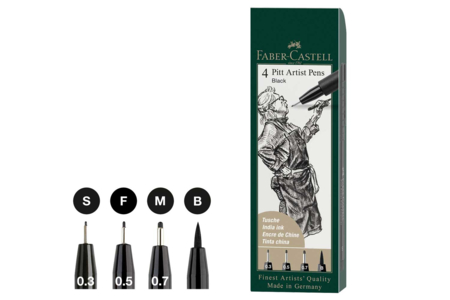 4 Pitt Artist Pen Markers - Calibrated fineliners for precise drawing – 10doigts.fr
