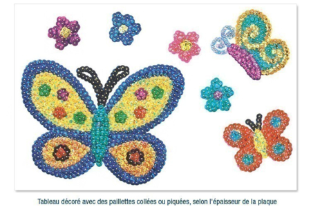 Cartón pluma o placa de poliestireno: manualidades con purpurina redonda con agujero - Cartón pluma y poliestireno – 10doigts.fr