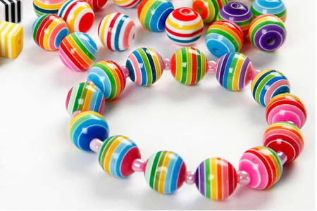 Large striped round beads - approximately 50 beads - 2 - Acrylic Beads - 10doigts.com - Acrylic Beads – 10doigts.fr