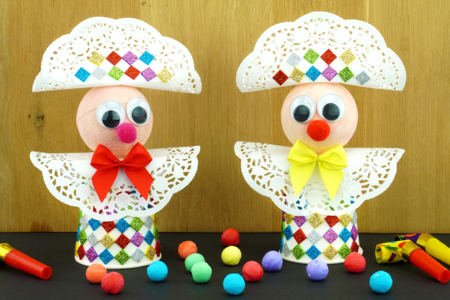 Harlequin with Paper Doilies - 2 - Carnival, Mardi Gras Crafts - 10doigts.com - Carnival, Mardi Gras Crafts – 10doigts.fr