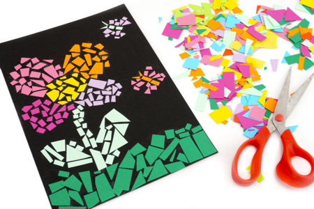 actividad mosaico en papel - Actividades manuales de collage y plegado para todas las edades – 10doigts.fr