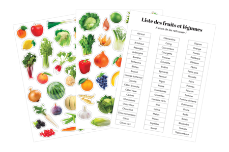 Stickers "I Learn Fruits and Vegetables" - 60 pcs - 3 - Flower, Fruit, and Vegetable Stickers - 10doigts.com - Flower, Fruit, and Vegetable Stickers – 10doigts.fr