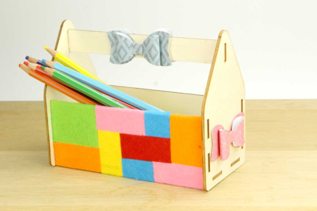 caja de madera casa fieltro - Cajas de madera – 10doigts.fr