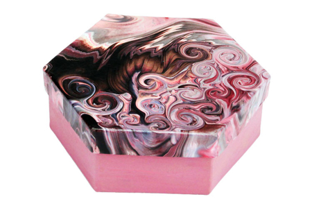 caja hexagonal con marmoleado - Cajas y cestas de cartón – 10doigts.fr