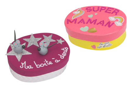 caja ovalada decorada - Cajas y cestas de cartón – 10doigts.fr