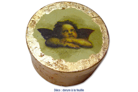 caja redonda hoja de oro - Cajas de madera – 10doigts.fr