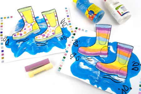 botas de lluvia pintura infantil - Actividades manuales Otoño – 10doigts.fr