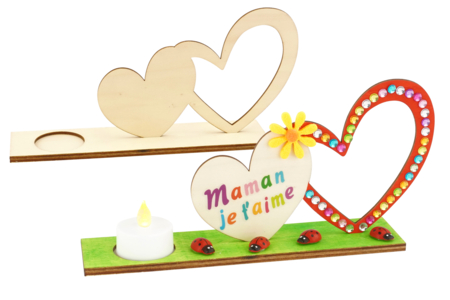 Bougeoir duo de coeurs - Wood Candle Holders – 10doigts.fr