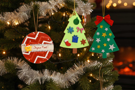 Bolas de madera para decorar - 12 piezas - Decoraciones de Navidad de madera – 10doigts.fr